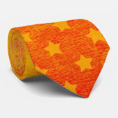Orange avec étoiles fanées Cravate design unique (Roulé)