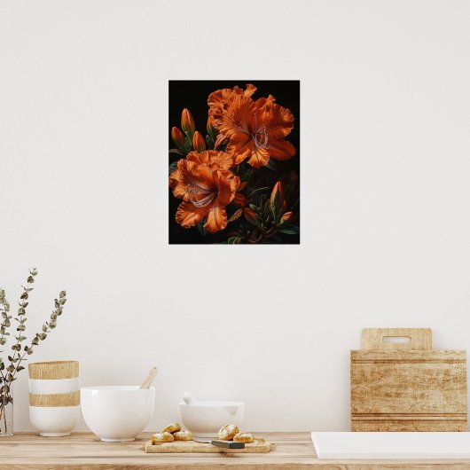 Orange Azalea Fleurs Art Imprimer Poster (Cuisine)