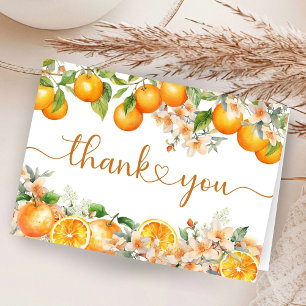 Orange Baby shower Citrus Plié Merci Cartes