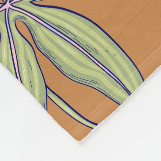 Orange background pink flower pattern fleece deken (Hoek)