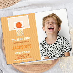 Orange Backside Basketball Anniversaire Invitation