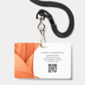 Orange | Badge d'identification photo pour employé (Arrière avec lanière)