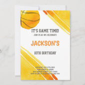 Orange Ball Watercolor Basketball Invitations (Devant)
