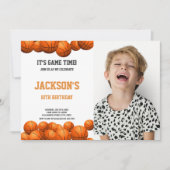 Orange Balls Basketball Invitations avec photo (Devant)