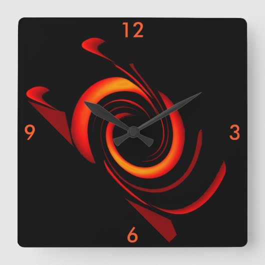 Orange Bang Moderne Horloge murale sur Black 4 Acc (Recto)