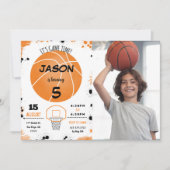Orange basket-ball Photo Invitation (Devant)