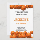 Orange Basketball Anniversaire Invitation (Devant)