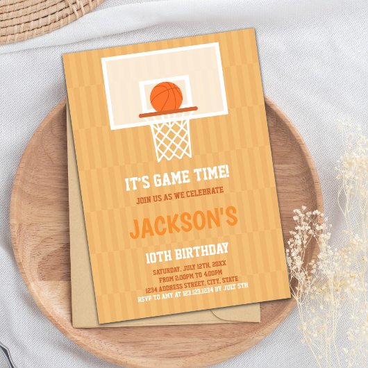 Orange Basketball Anniversaire Invitation