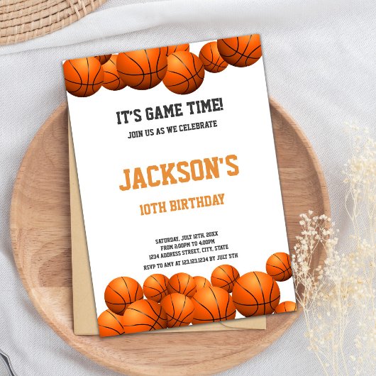 Orange Basketball Anniversaire Invitation