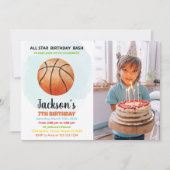 Orange Basketball Anniversaire Invitations avec ph (Devant)