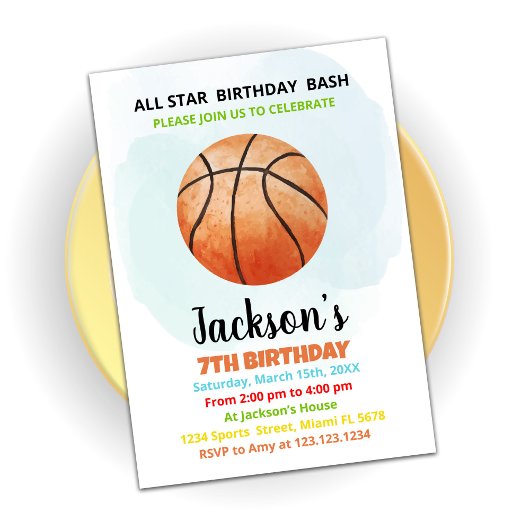 Orange Basketball Invitations d'anniversaire