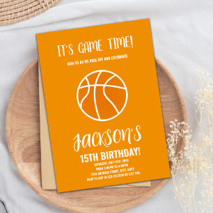 Orange Basketball Invitations d'anniversaire