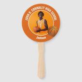 Orange Basketball Player Photo High School Spirit Handwaaier (Achterkant)