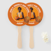 Orange Basketball Player Photo High School Spirit Handwaaier (Voorkant en achterkant)