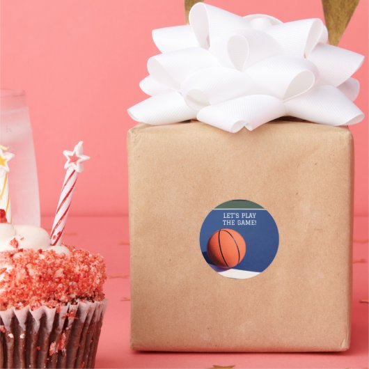 Orange basketball sport classique rond autocollant (Fête)