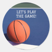 Orange basketball sport classique rond autocollant (Devant)