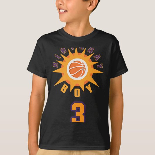 Orange Basketball With Sunbeam 3 Years Old Birthda T-shirt (Voorkant)