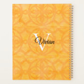 Orange Batik Élégant Monogramme Nom Planificateur (Dos)