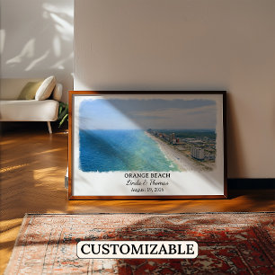 Orange Beach Alabama Poster, Aquarel, Op Maat Poster