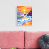 Orange Beach Sunset | Coastal Painting Canvas Afdruk (Insitu (Woonkamer))