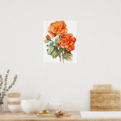 Orange Begonia Flowers Art Imprimer Poster (Cuisine)