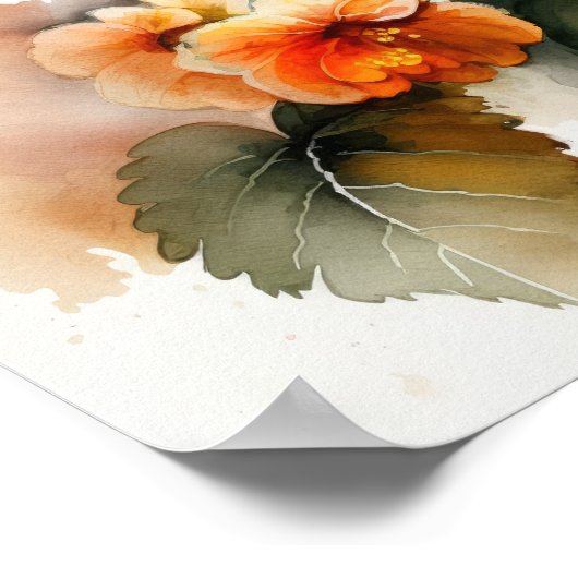 Orange Begonias Flower Art Imprimer Poster (Coin)