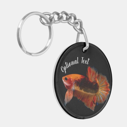 Orange Betta Fighting Fish Sleutelhanger (Voorkant Links)