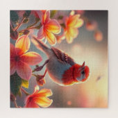 Orange Bird Floral Jigsaw Puzzle Legpuzzel (Horizontaal)