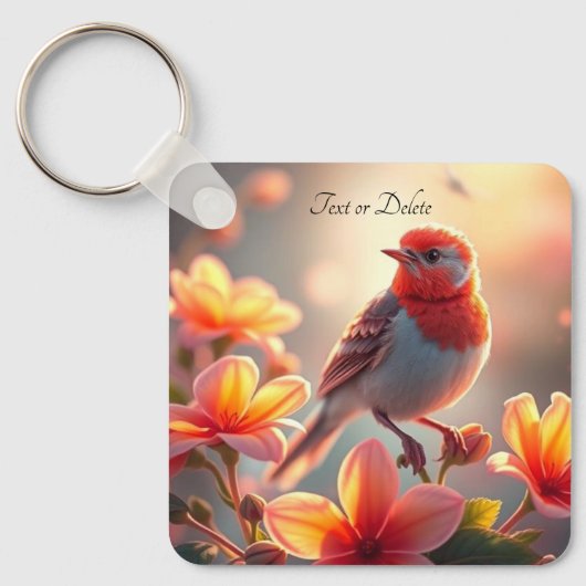 Orange Bird Floral Keychain (Voorkant)