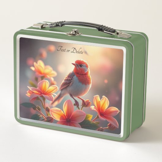 Orange Bird Floral Lunchbox (Devant)