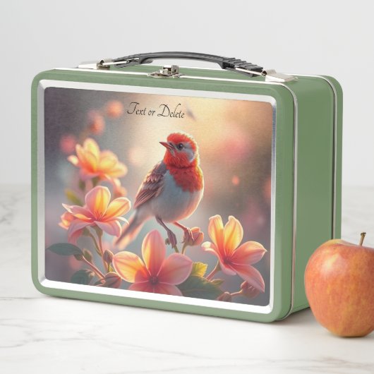 Orange Bird Floral Lunchbox (En situation)