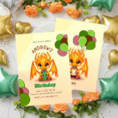 Orange Birthday Dragon invitation