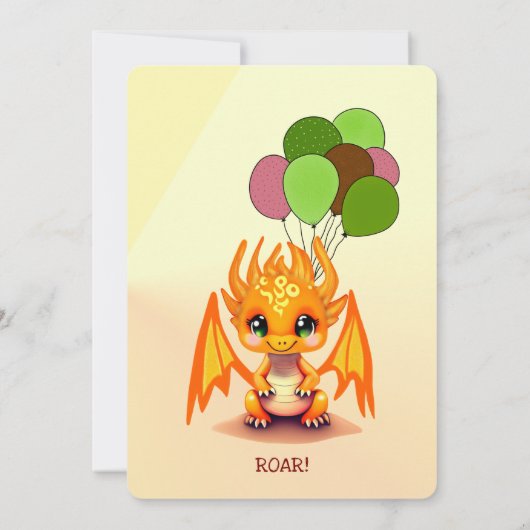 Orange Birthday Dragon invitation (Dos)