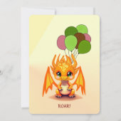 Orange Birthday Dragon invitation Kaart (Achterkant)