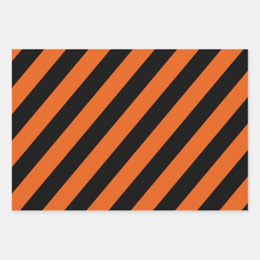 Orange, Black, and White Chevron & Stripe Patterns Inpakpapier Vel (Voorkant 3)