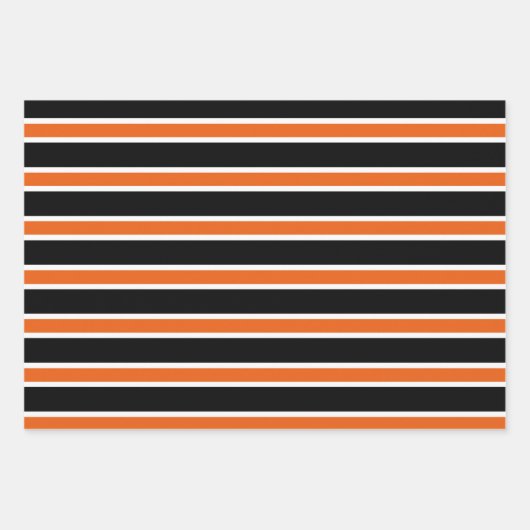Orange, Black, and White Chevron & Stripe Patterns Inpakpapier Vel (Voorkant 2)