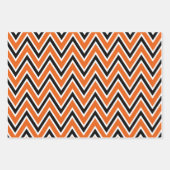 Orange, Black, and White Chevron & Stripe Patterns Inpakpapier Vel (Voorkant)