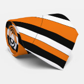 Orange Black and White University Cravate en bande (Roulé)