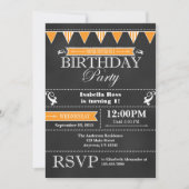 Orange Black Chalkboard Invitation d'anniversaire (Devant)
