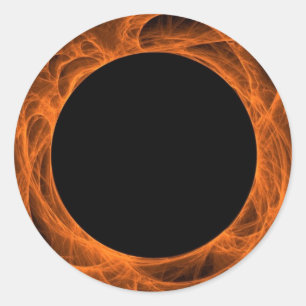 Orange & BLack Fractal BackgroundRound Sticker