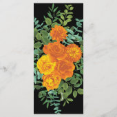 Orange & Black Gothique Peony & Mariage Rose Menu (Dos)