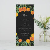 Orange & Black Gothique Peony & Mariage Rose Menu (Debout devant)
