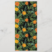 Orange & Black Gothique Peony & Mariage Rose Menu (Dos)