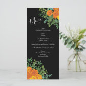 Orange & Black Gothique Peony & Mariage Rose Menu (Debout devant)