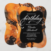 Orange Black Halloween Invitation Anniversaire (Devant / Derrière)