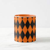 Orange Black Harlequin Diamonds Checkers Design  Mok (Midden)