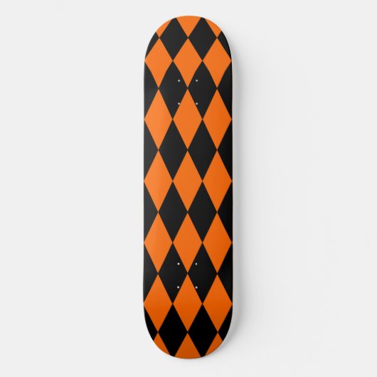 Orange Black Harlequin Diamonds Checkers Design  Skateboard (Voorkant)