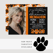 Orange & Black Modern Graduation Photo Invitation