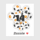 orange black soccer balls sticker w jersey number (Feuille)