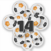 orange black soccer balls sticker w jersey number (Devant)